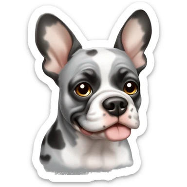Merle French bull gray black white brown sticker