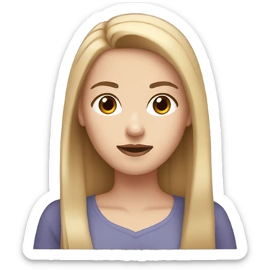 White girl with straight light Brown hair thick black eyebrows  sticker
