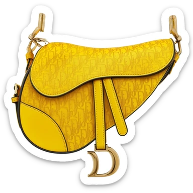 yellow dior printed saddle bag sticker