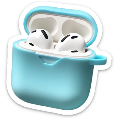 Light blue AirPod pros case with little white bow sticker