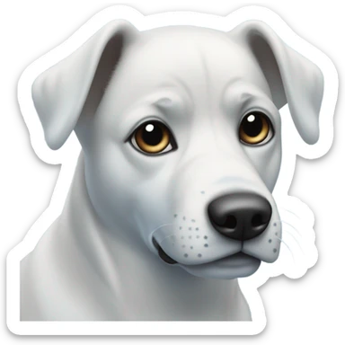 sky blue dog with darker blue spots and a dark blue nose. Her eyes are white with black pupils  sticker