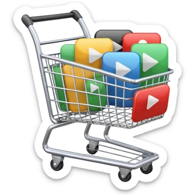 shopping cart with multiple video play buttons no film reels sticker