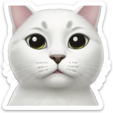 white cat with black ears and black spot on face around eye  sticker