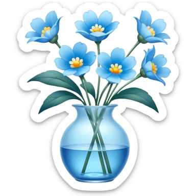 Light blue flowers in vase sticker