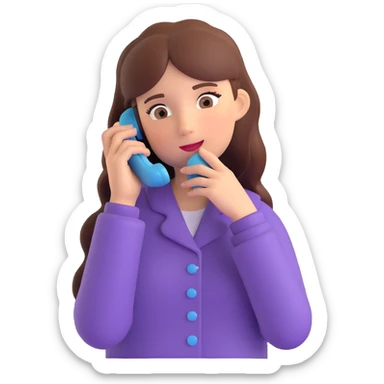 girl talking on phone bedroom background, close up pose sticker