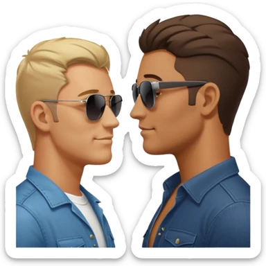 men in profile talking sticker