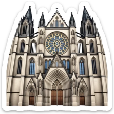 Cinematic Realistic Cologne Cathedral Landmark Emoji, showcasing Gothic architecture rendered with detailed stone textures and majestic, dynamic lighting. sticker
