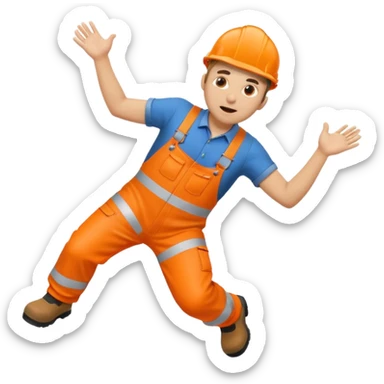 engineer hi-vis orange overalls falling over sticker