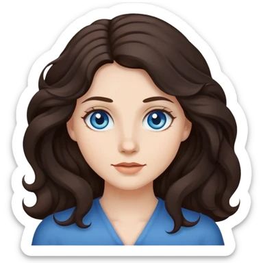 woman with blue eyes and long wavy dark brown hair sticker