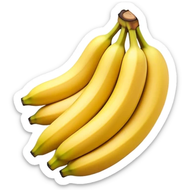 Cinematic bright yellow banana, smooth peel with gentle curves, slightly ripened, stacked in a charming bunch, warm glowing background, soft and inviting. sticker