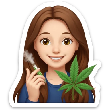 Girl happy smelling marijuana  sticker