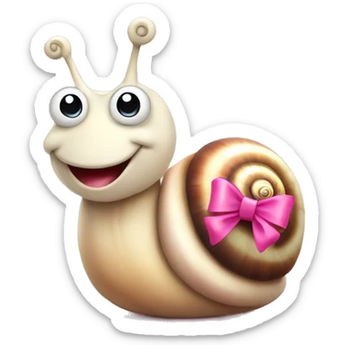 happy snail with pink cute bow  sticker
