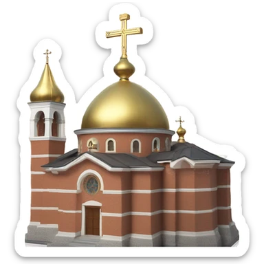 Orthodox church with golden dome and red bricks facade sticker