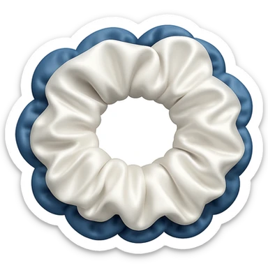 Make the twisted white scrunchie look silkier in the style of emoji art, with no background. sticker
