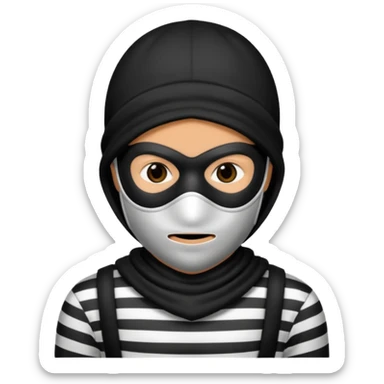 burglar with mask and black white clothes sticker