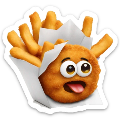Chicken nuggets with curly fries sticker