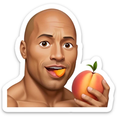 Dwayne the rock Johnson licking a peach sticker