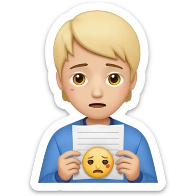emoji student sad holding paper IELTS 5.5, crying, failure, white background sticker