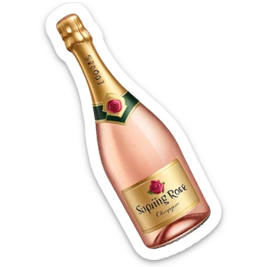 bottle of sparkling rose champagne tilted up and to the right, no glass sticker