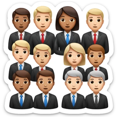 group of people in business suits, no dark-skinned individuals, with various neutral emotions sticker