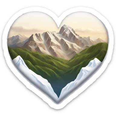 Emoji coeur blanc avec montagne  sticker