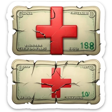 a money billet with a red cross through (x shape), like for free sticker
