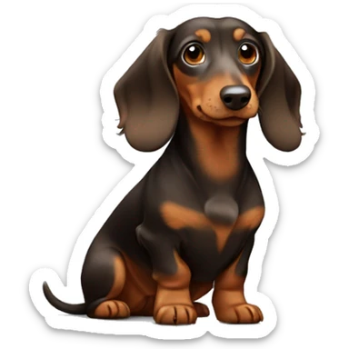 longhaired brown and tan dachshund  sticker