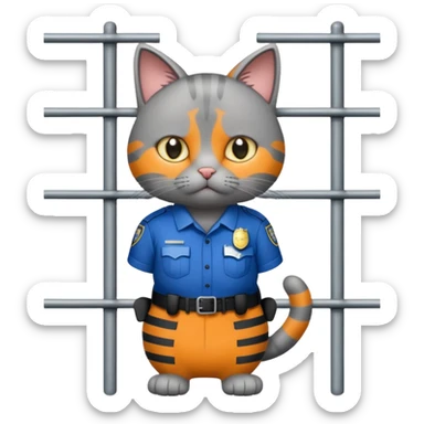 cat jail cry place with police cat sticker