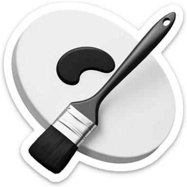 Visualize on-brand content — instantly. black white pallete preferred. brush painting on a canvas. app icon. modern, sleek, minimalistic. sticker