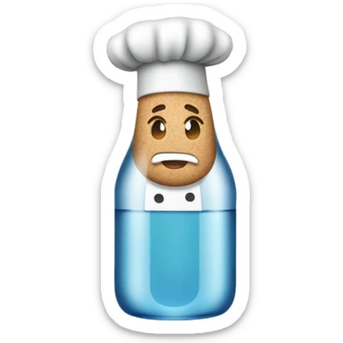 Water bottle with a chef hat as a cork  sticker