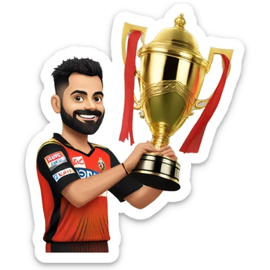 viral kohli with ipl trophy for rcb sticker