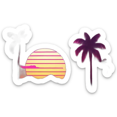 Retro vaporwave synth 80s aesthetic landscape sunset vibrant sticker