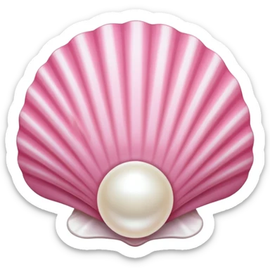 Pink and white shell with a cute little pearl sparkling  sticker