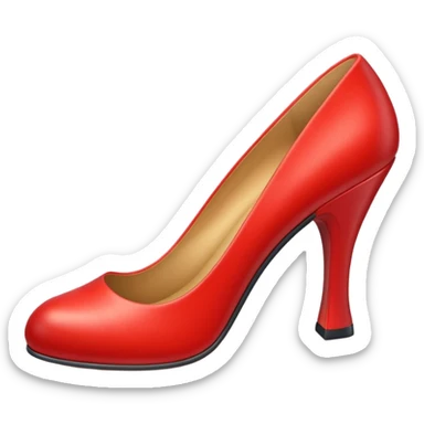 Generate a high-quality 3D cartoon-style emoji of a red high-heeled shoe, realistic shading, smooth gradient colors, rounded and cute appearance, simple white background, high-resolution. sticker