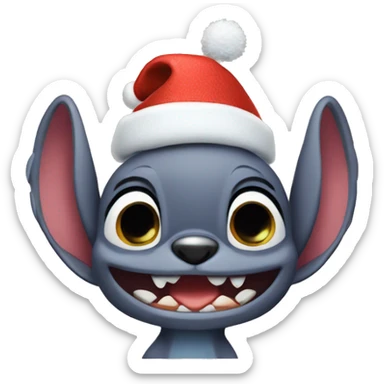 Stitch wearing a Christmas hat sticker