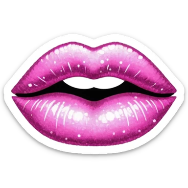 glitter pink mark of lipstick kiss sticker