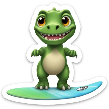 dinosaurio en tabla de surf sticker