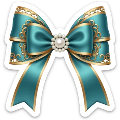 vintage rococo bow, white, with pearl accents sticker