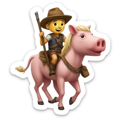 a kid riding a pigman sticker
