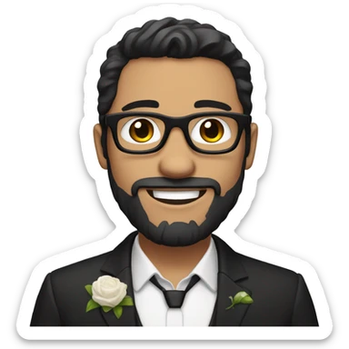 groom with dark hair a beard and glasses very white skin sticker