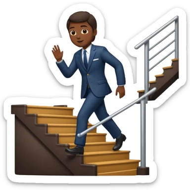 apple style emoji of a man walking up a staircase sticker