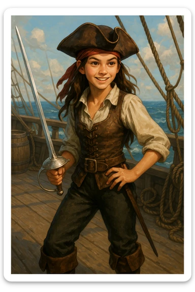 Une pirate  ( fille ) ados de 16 ans qui adore combattre en épée sticker