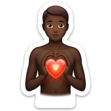human silhouette with a glowing heart inside sticker
