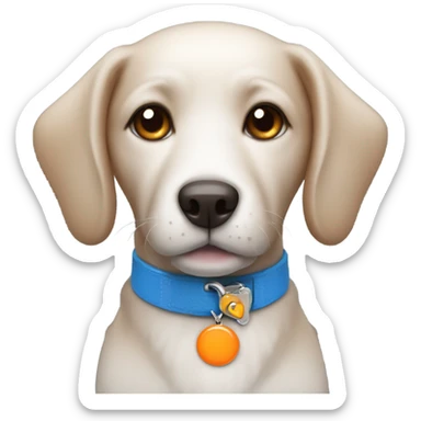 cute dog with blue collar with orange pendant sticker