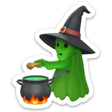 green witch cooking potion sticker