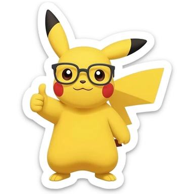 pikachu thumbs up wearing glasses sticker