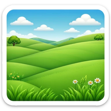 a grassland scene, simple and clear, emoji style sticker