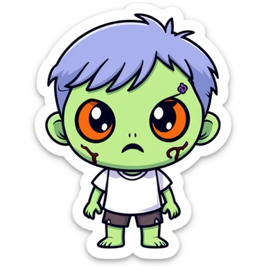 cute chibi zombie emoji, big eyes sticker