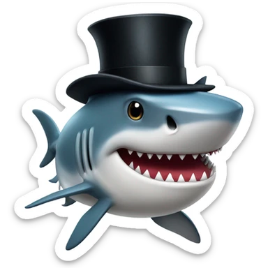 Shark with a top hat sticker