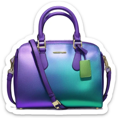 Realistic isolated blue purple and green metallic Michael Kors Satchel purse.  sticker